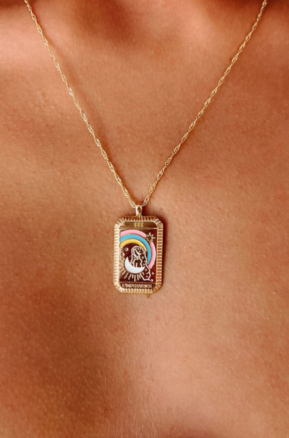 Colorful tarot card necklace