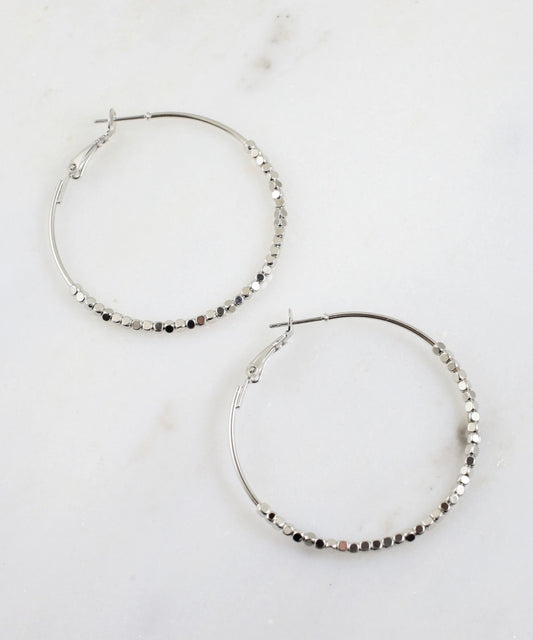 Shiny silver hoop earrings