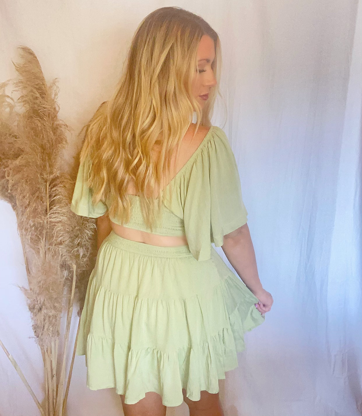Sage cutout dress