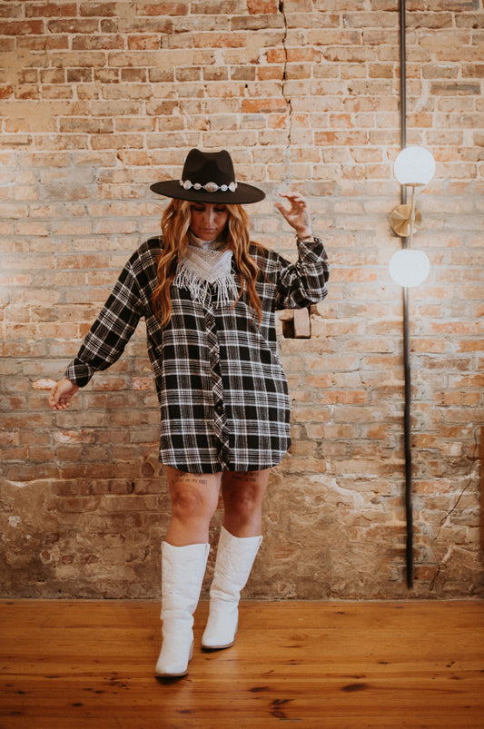 Black plaid shirt/ dress